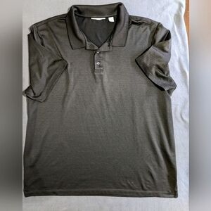 Perry Ellis Portfolio Polo Golf Shirt Black 100% polyester size XL‎